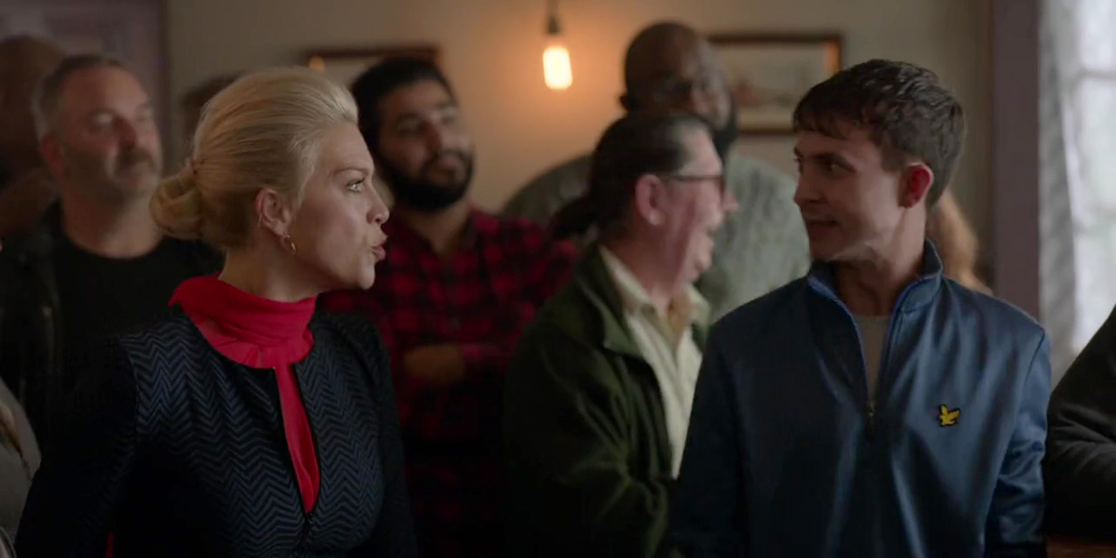 Baz: Well in, Rupert. Get in! 
Rebecca: Shut your stupid little twat mouth or I will shut it for you.