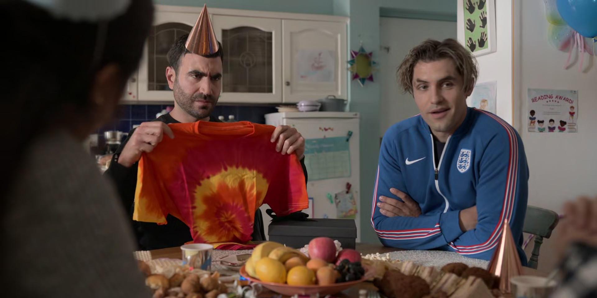 I made it at school. The colors spell your name. Red, orange, yellow. Roy. 